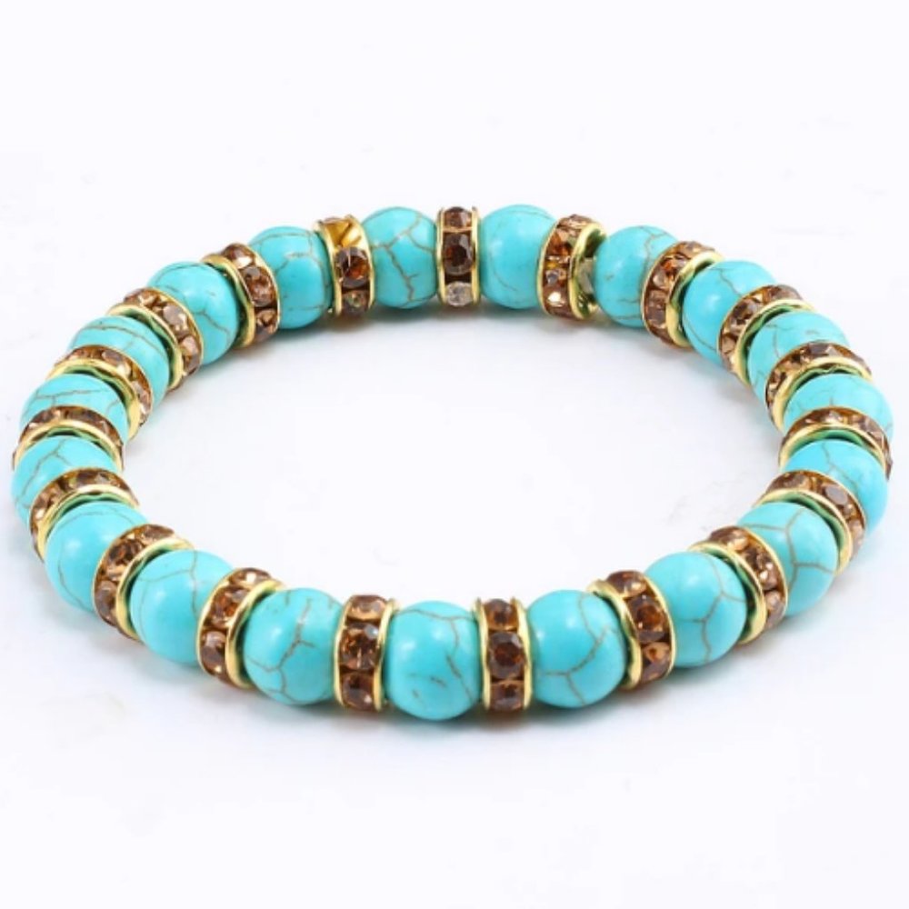 Turquoise Bracelet,Blue Bracelet,Good Luck Bracelet,8mm Beads